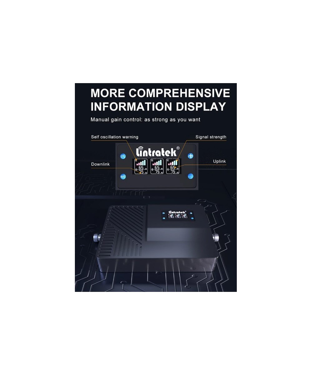 amplificador de señal celular 2G/3G/4G TIGO y Claro, 850/1900/1700/2100MHz LINTRATEK HLT-CGD20B