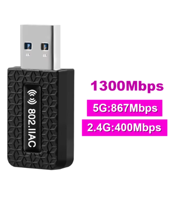 Adaptador Wifi USB 3.0 banda dual 2.4G y 5.8G 1300MBPS AC1300-6B14