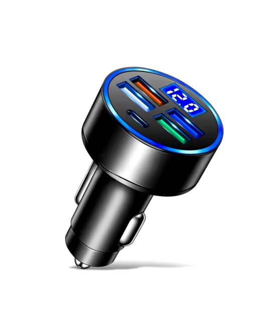 Adaptador de carga de cigarrera para vehiculo 5 puertos USB PD QC3.0 USB-C 250W