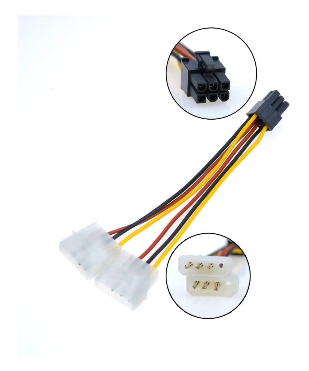Adaptador PCI-E 6 y 8 pines a energia Molex macho 4 pines doble