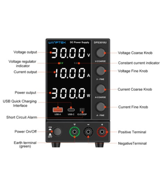 Fuente de alimentacion variable 30V 10A DPS3010U WANPTEK