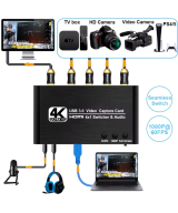 Capturadora de video HDMI USB 3.0 4 entradas 1 salida QUAD