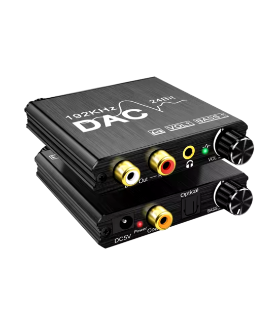 Convertidor de Audio Optico Digital a Analogico RCA/3.5mm 192 kHz DAC 24bit
