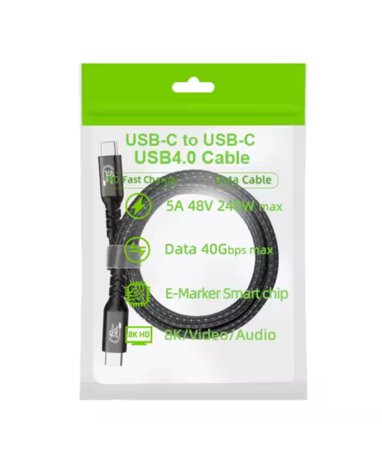 Cable USB4.0 USB-C a USB-C PD Thunderbolt 4 8K 40Gbps 240W 2M