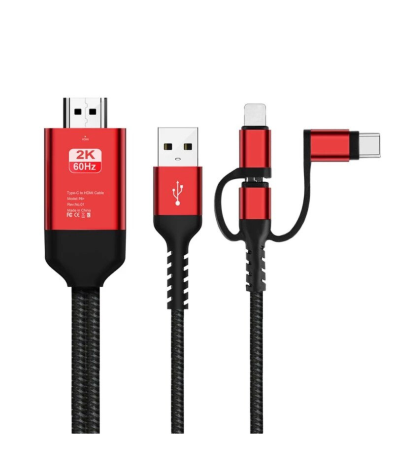 Adaptador USB-C/ Lightning/ MicroUSB a HDMI para Android/ IOS 2K