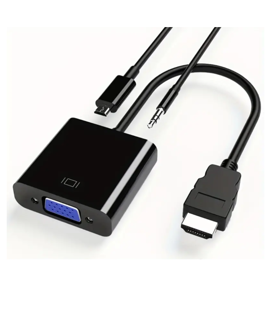 Convertidor de video de HDMI a VGA mas audio 3.5mm y puerto de energia