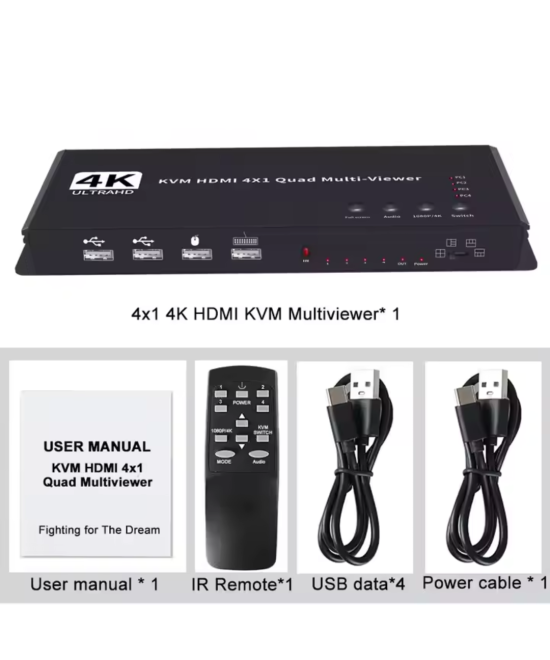 Separador Multipantalla HDMI 4 entradas 1 salida con KVM 4 puertos
