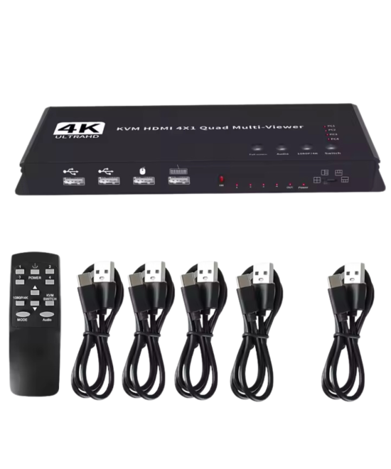 Separador Multipantalla HDMI 4 entradas 1 salida con KVM 4 puertos