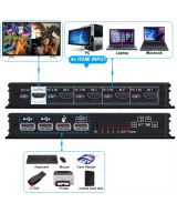 Separador Multipantalla HDMI 4 entradas 1 salida con KVM 4 puertos