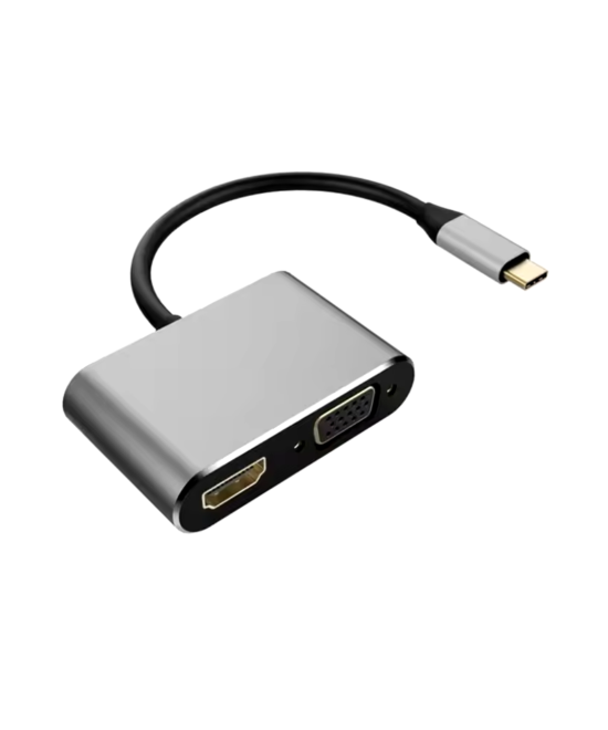 Adaptador USB-C A HDMI+VGA+USB+PD