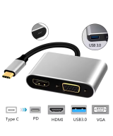 Adaptador USB-C A HDMI+VGA+USB+PD