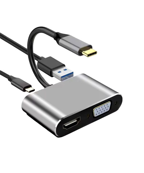 Adaptador USB-C A HDMI+VGA+USB+PD