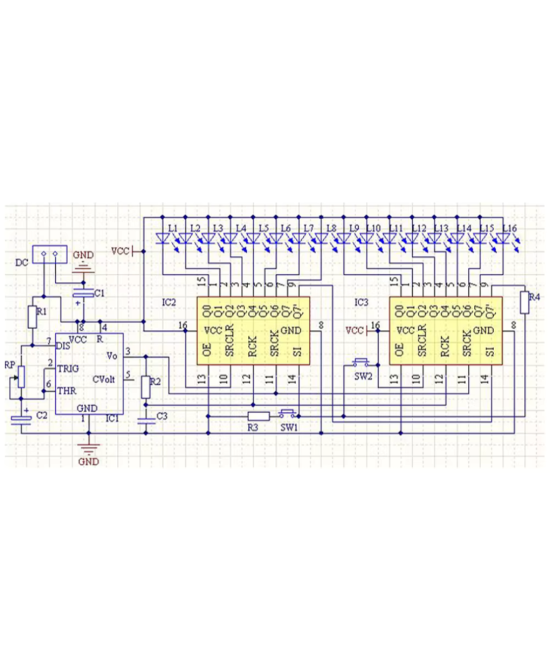 Modulo de luces NE555 + 74HC595 16Bit 16 canales con flujo de agua