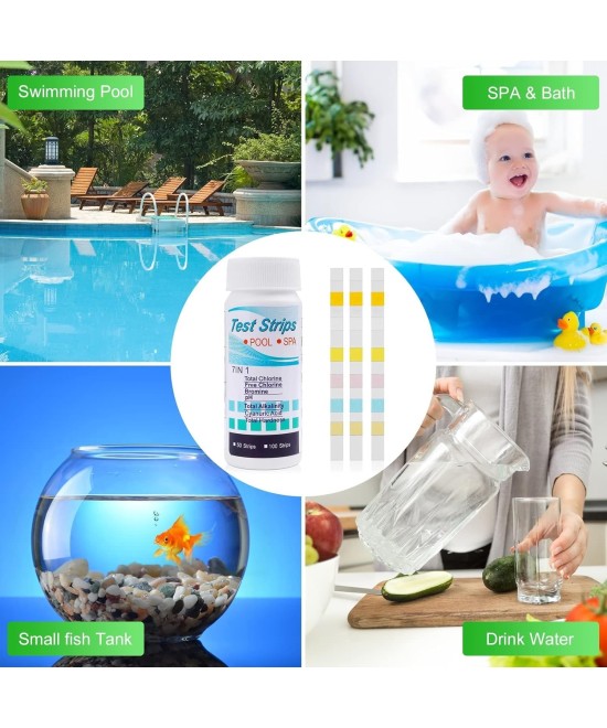 kit de 100 Tiras para medir PH en agua 7 en 1