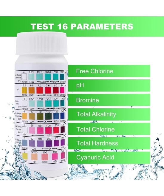 kit de 100 Tiras para medir PH en agua 7 en 1