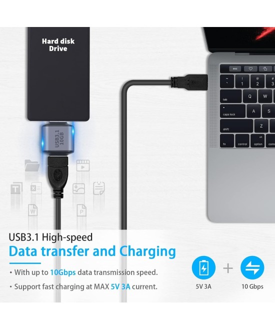 Adaptador USB - A / USB-C - USB-C 3.1 10gbps Macho - Macho