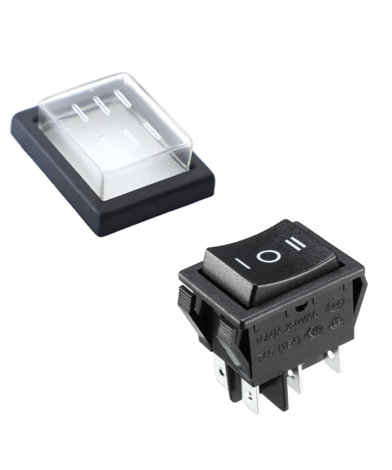 Interruptor momentaneo KCD4 3 posiciones ON-OFF-ON 6 pines 16A