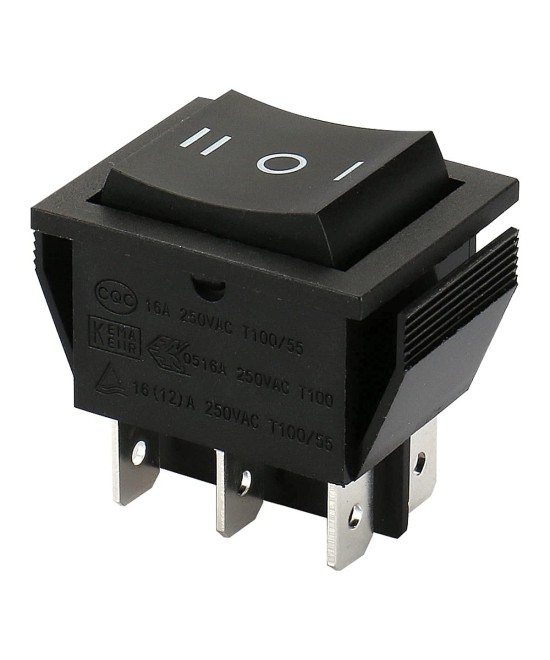 Interruptor momentaneo KCD4 3 posiciones ON-OFF-ON 6 pines 16A