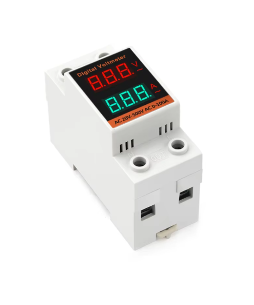 Medidor de corriente y voltaje externo para riel YHC45-2042VA