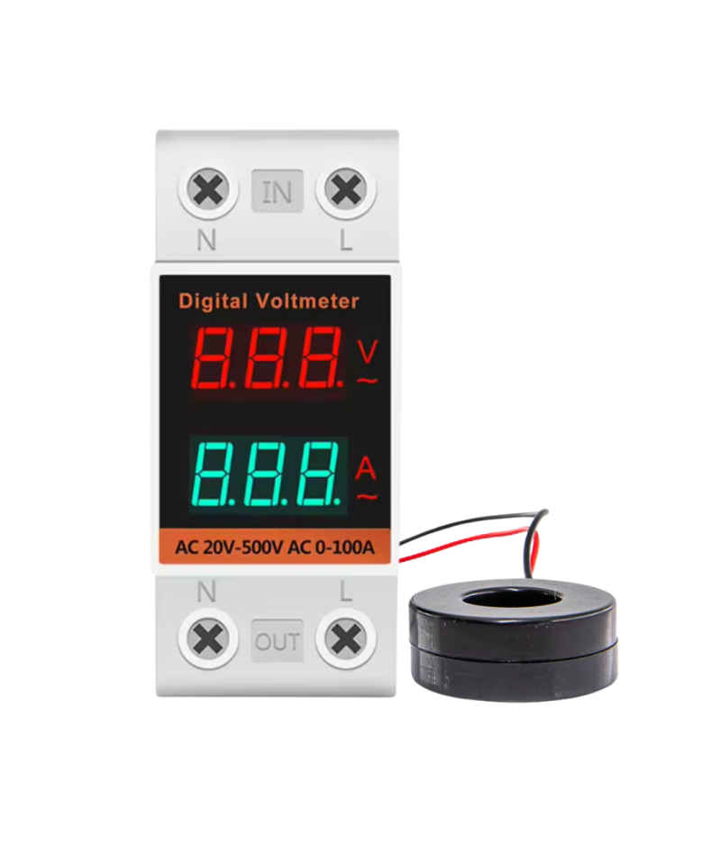 Medidor de corriente y voltaje externo para riel YHC45-2042VA