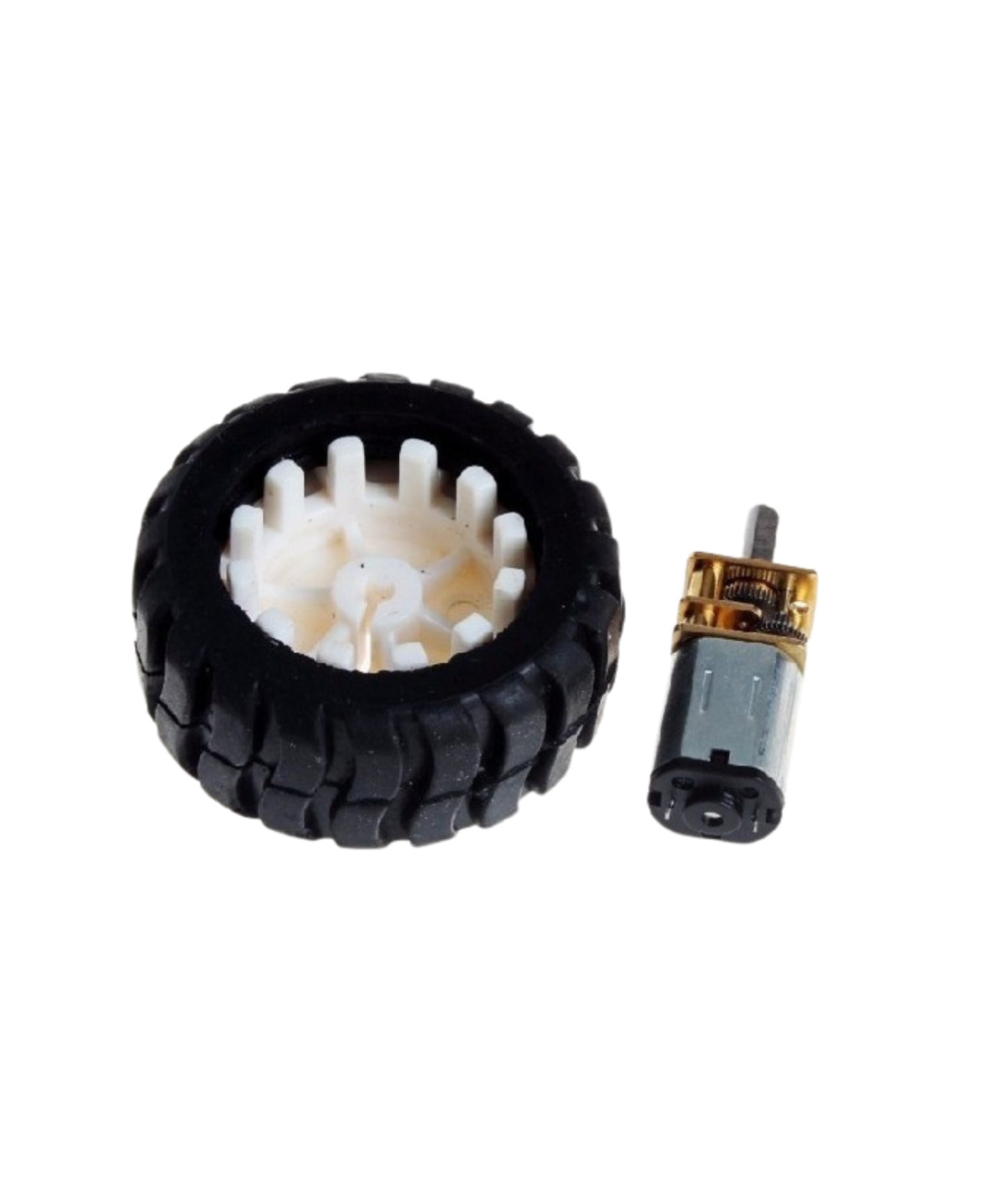 Motor con caja reductora metalica y llanta 6V/12V 100/300RPM
