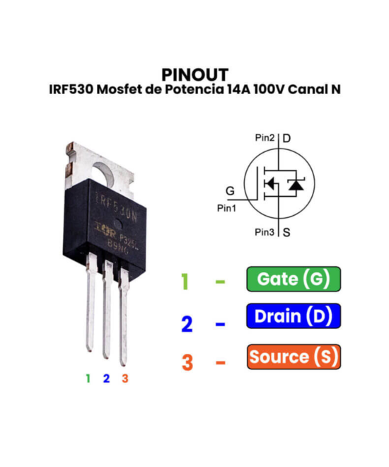 Transistor IRF530 Mosfet Canal N 100V 14A TO-220