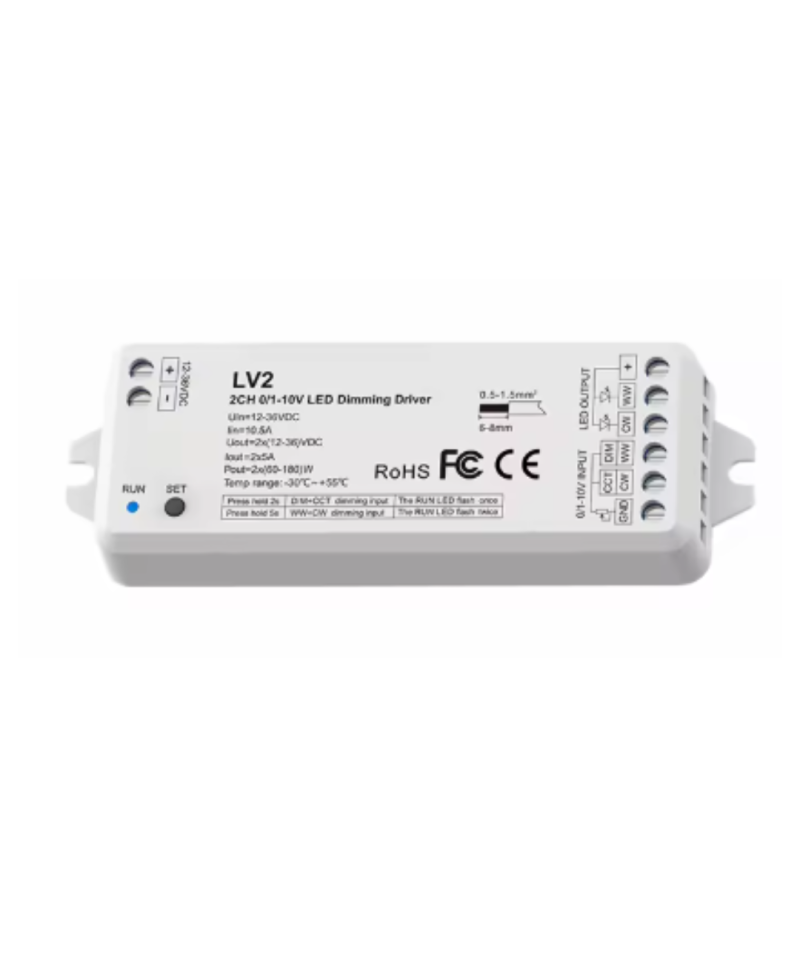 Controlador para tira LED LV2 2CH 0/1-10V