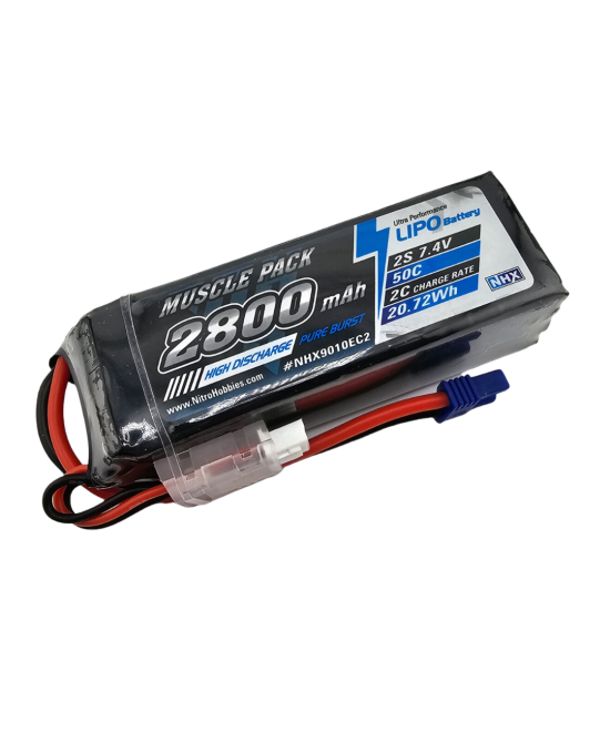 Bateria tipo Lipo recargable 7.4V 2800MAH 2S 50C EC2 MUSCLE PACK