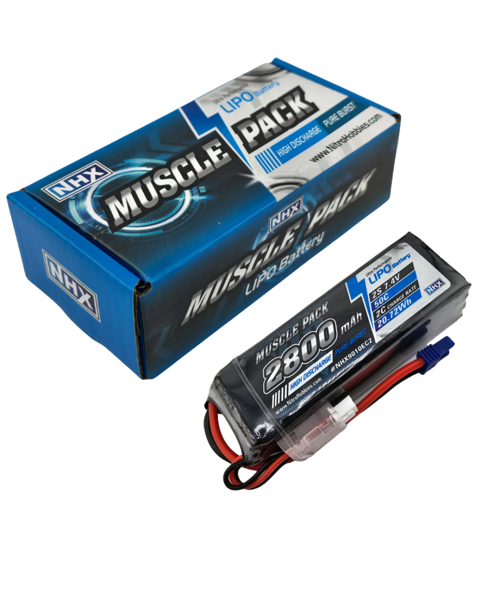 Bateria tipo Lipo recargable 7.4V 2800MAH 2S 50C EC2 MUSCLE PACK