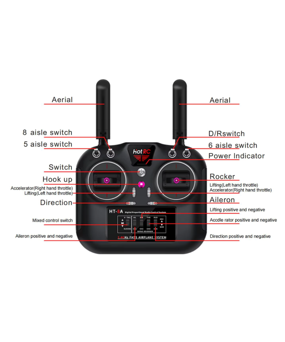 Control remoto para drone 8 canales HT-8A