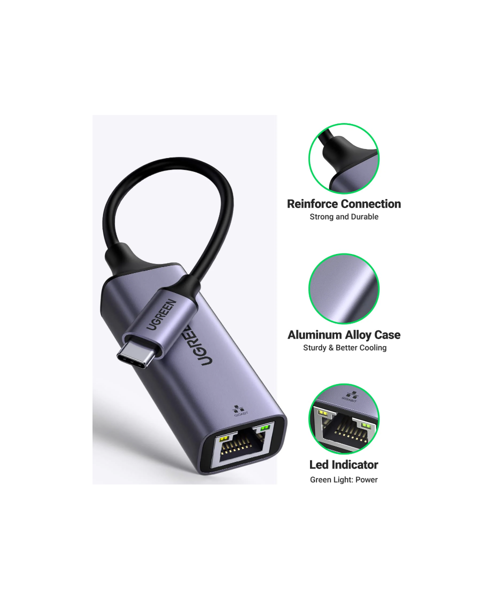Adaptador de Red USB-C a RJ45 10/100/1000Mbps UGREEN