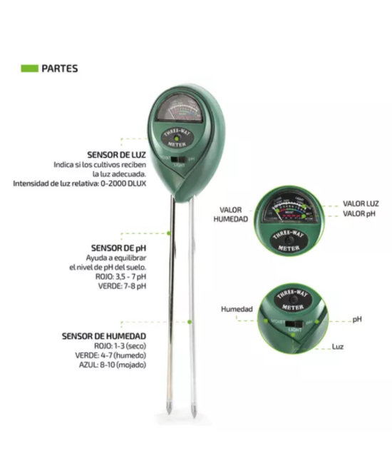 Medidor de PH del suelo analogo 3 en 1