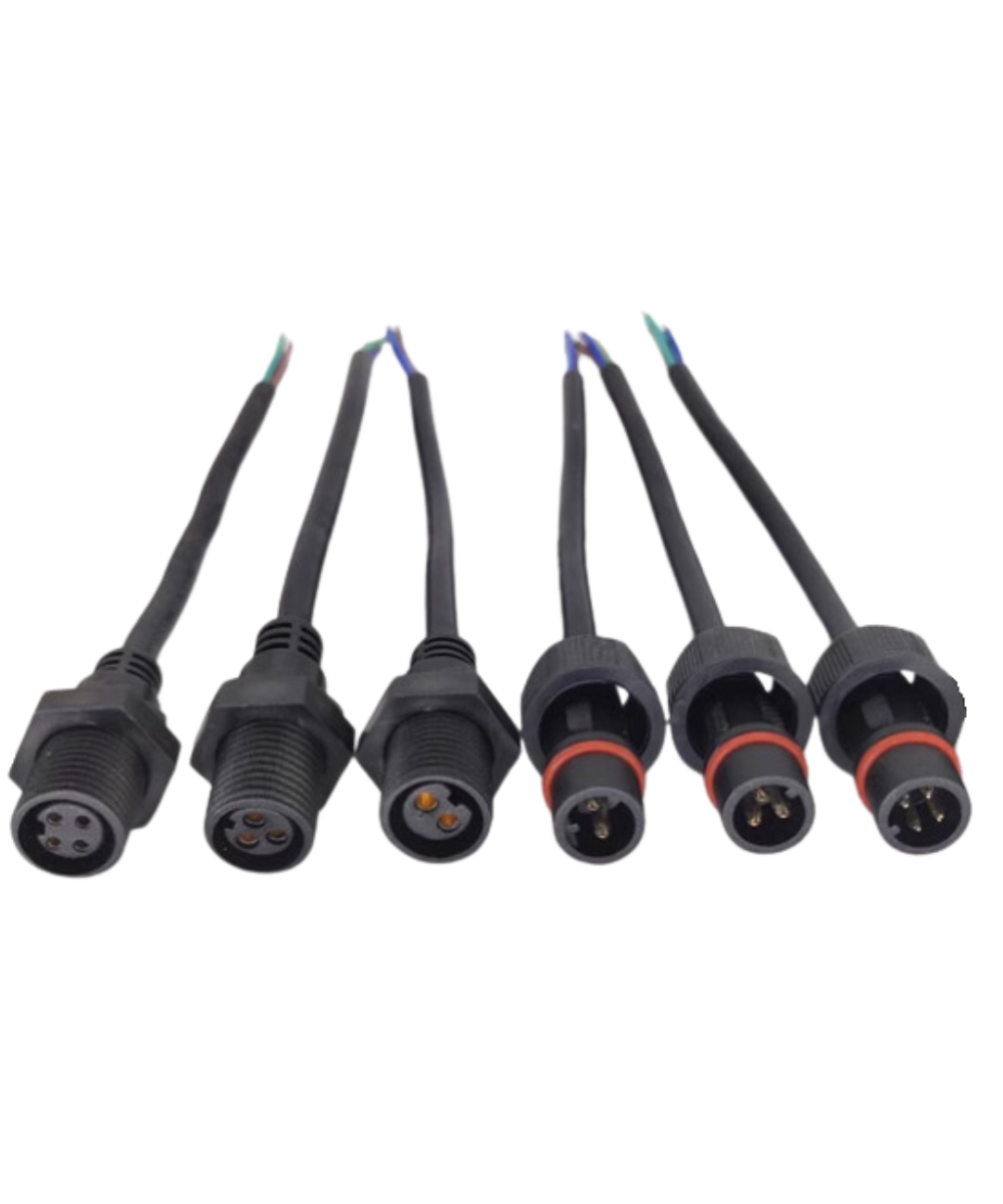 Conector impermeable 2/3/4 pines macho - hembra para montaje