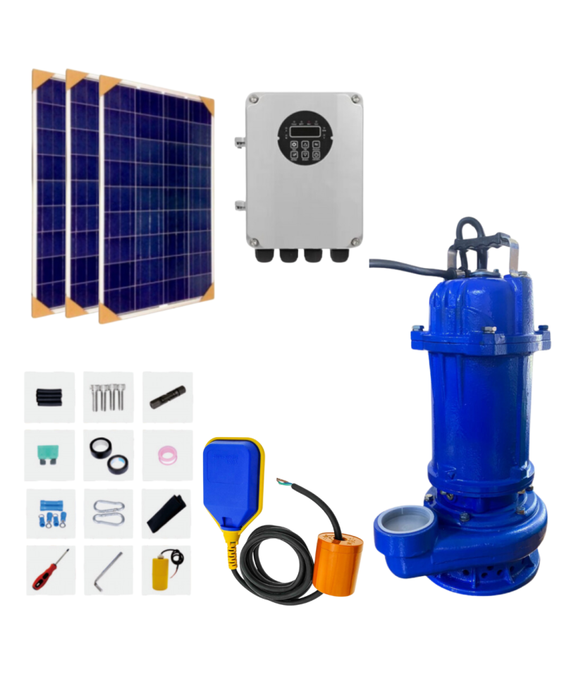 Kit de sistema de Bomba solar Sumergible para aguas residuales 110V 1100W 2''