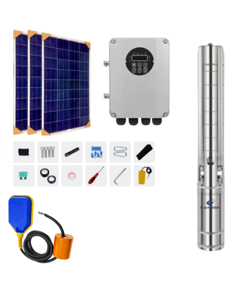 Kit de sistema de bomba solar sumergible multietapa con controlador MPTT  150V 1100W