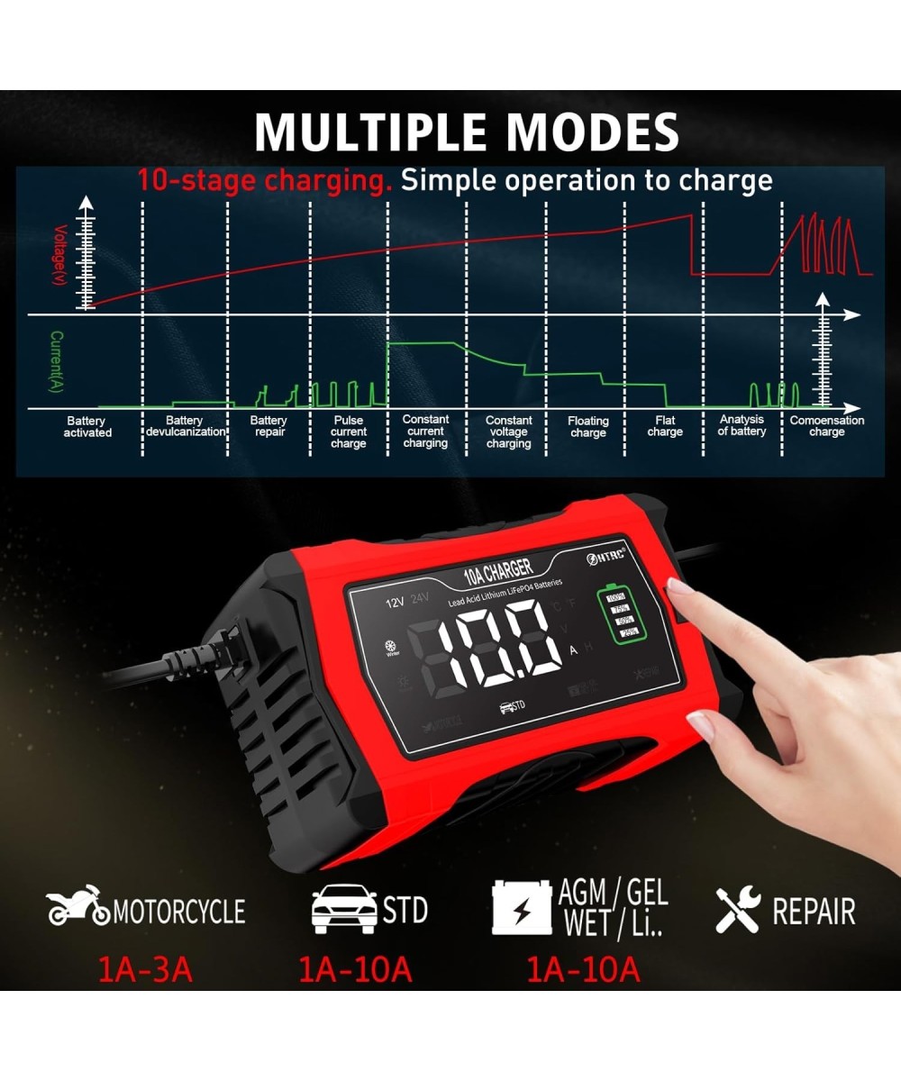 Cargador inteligente de Bateria12/24V 10A agm acido litio lifePO4