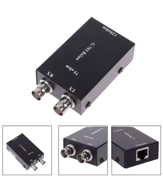 Convertidor coaxial BNC a RJ45 2.048Mbps G703 75 Ohm a 120 Ohm