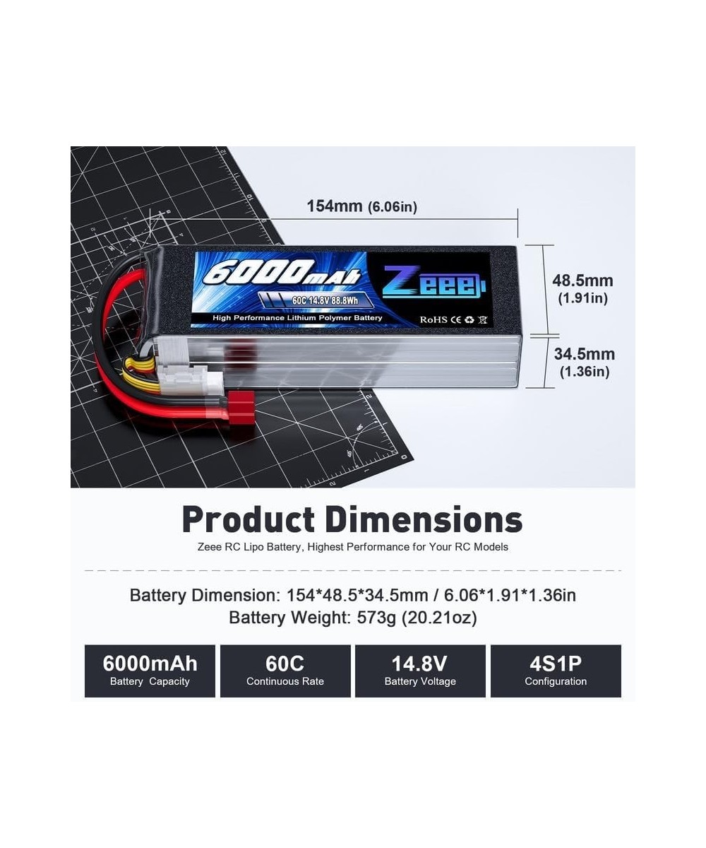 Bateria tipo lipo recargable Zeee 6000mAh 14.8V 60C 4S 88-8Wh conector Tipo T
