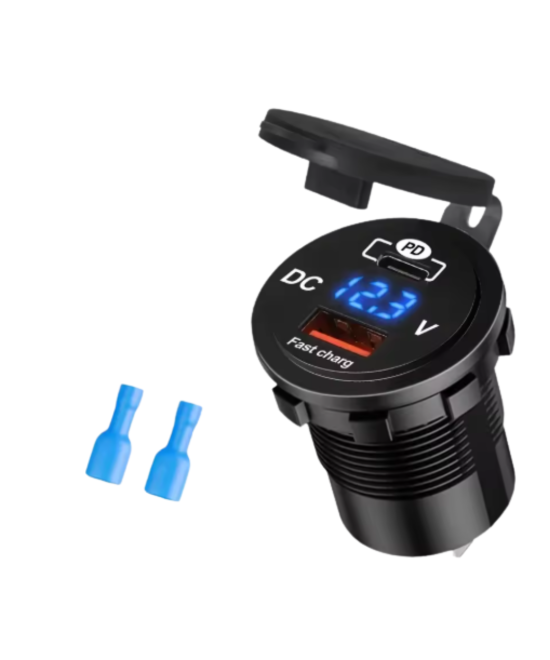 Adaptador de carga para vehiculo USB 3.0 USB-C QC3.0 PD 12-24V 60W (cigarrera)