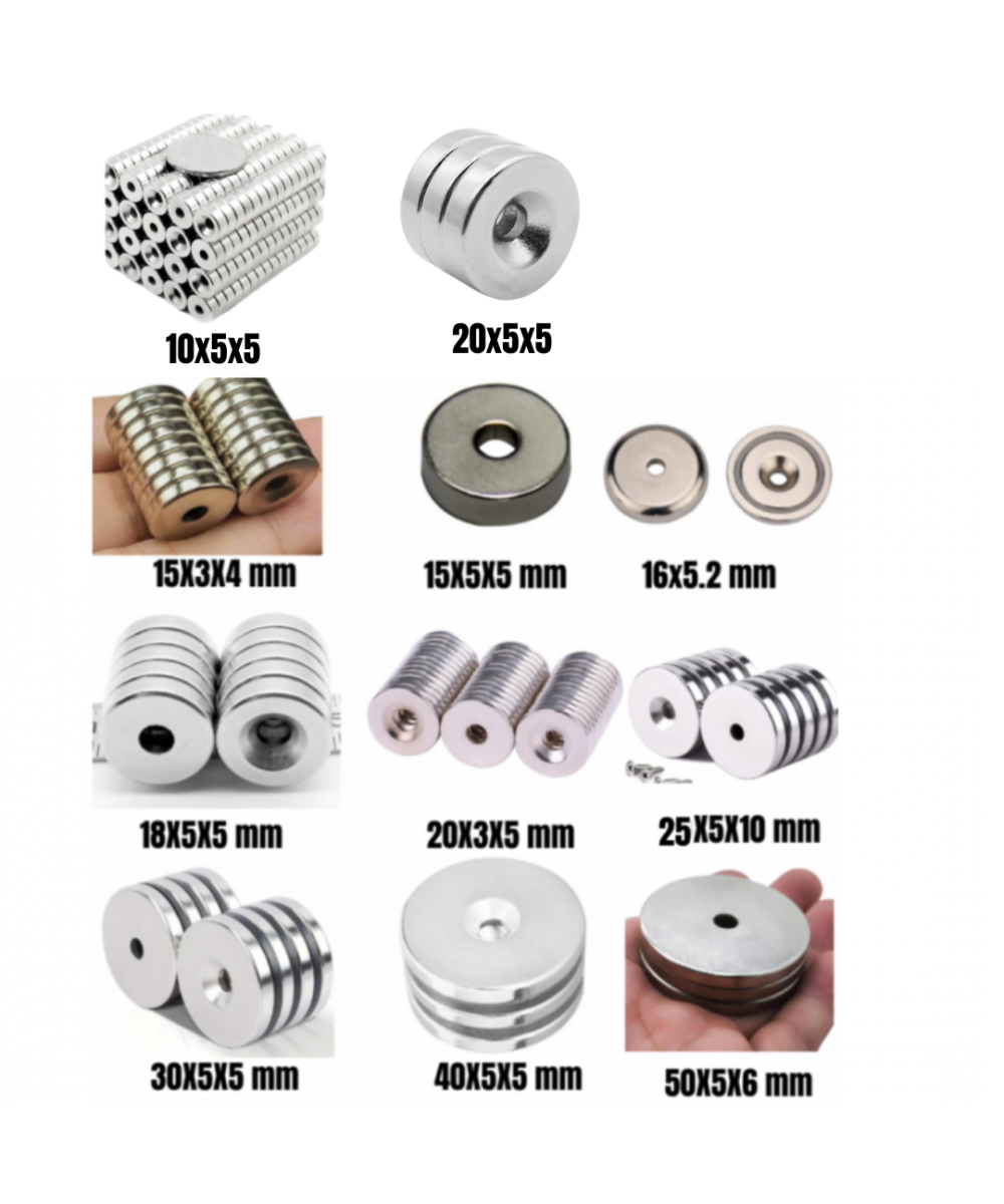 Imanes de Neodimio circulares con Agujeros