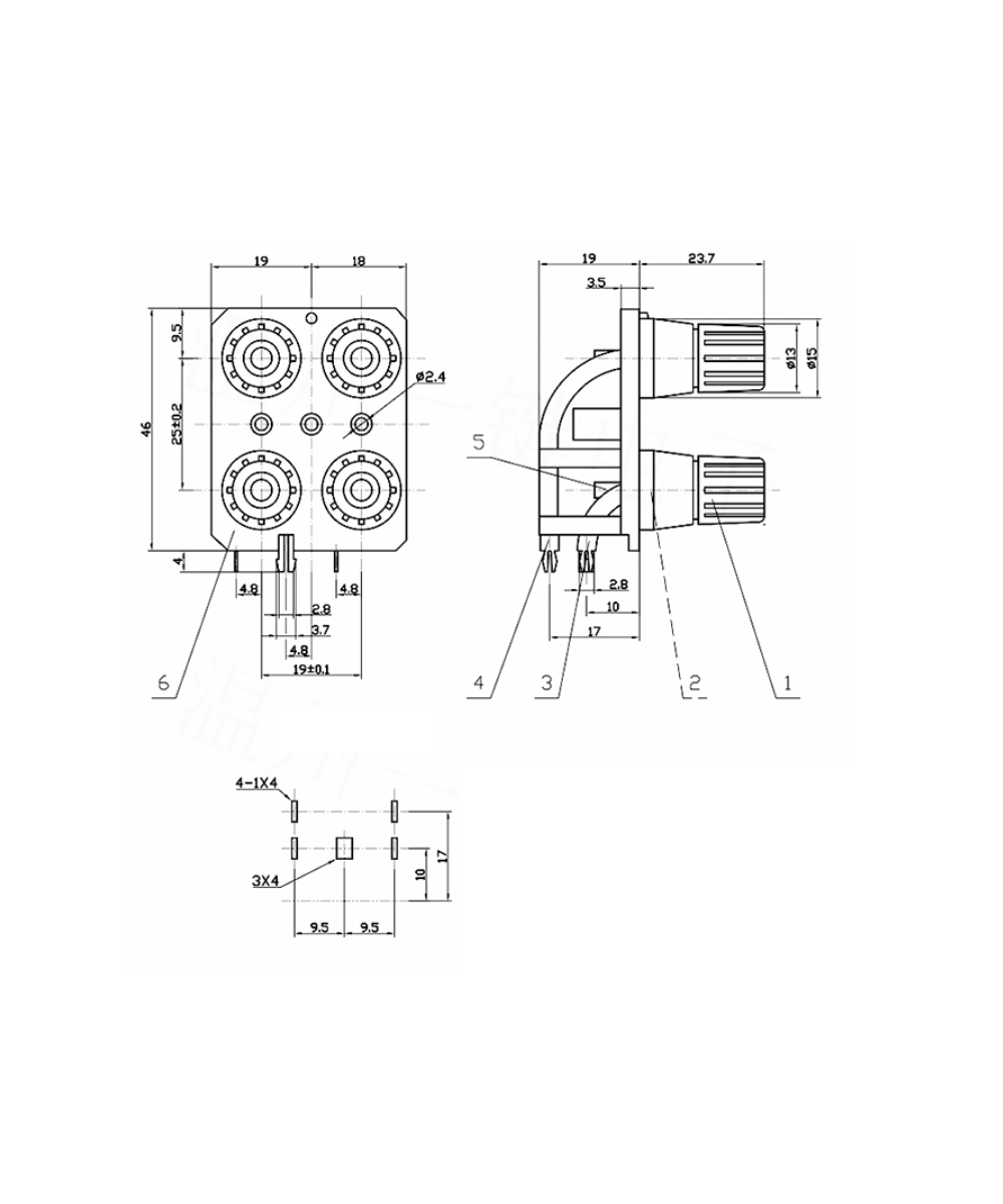 Conector banana para audio de 4 posiciones WP4-10A