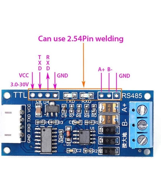 Modulo convertidor serial TTL a RS485 con terminales