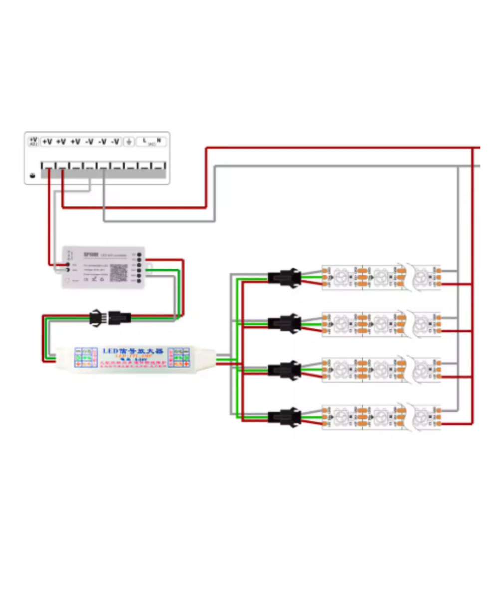 Amplificador y separador de tira LED RGB de 1 a 4 / 8 salidas 3 pines 5-24V para WS2811 WS2812B SK6812