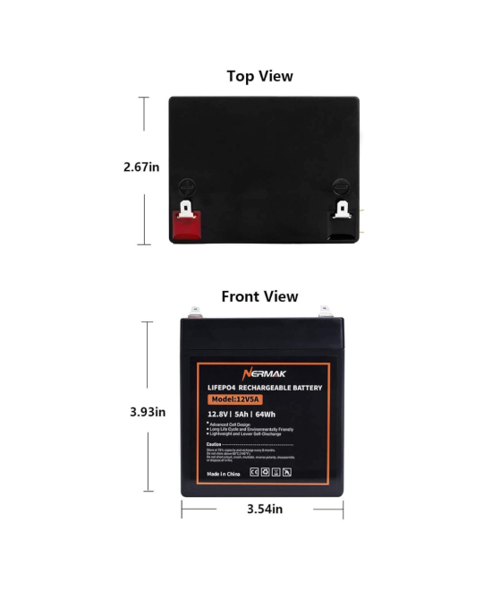 Batería de lifePO4 recargable Nermak 12.8V 5AH 64WH