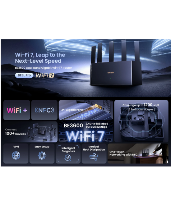 Router doble banda WI-FI 7 BE3600 Tenda