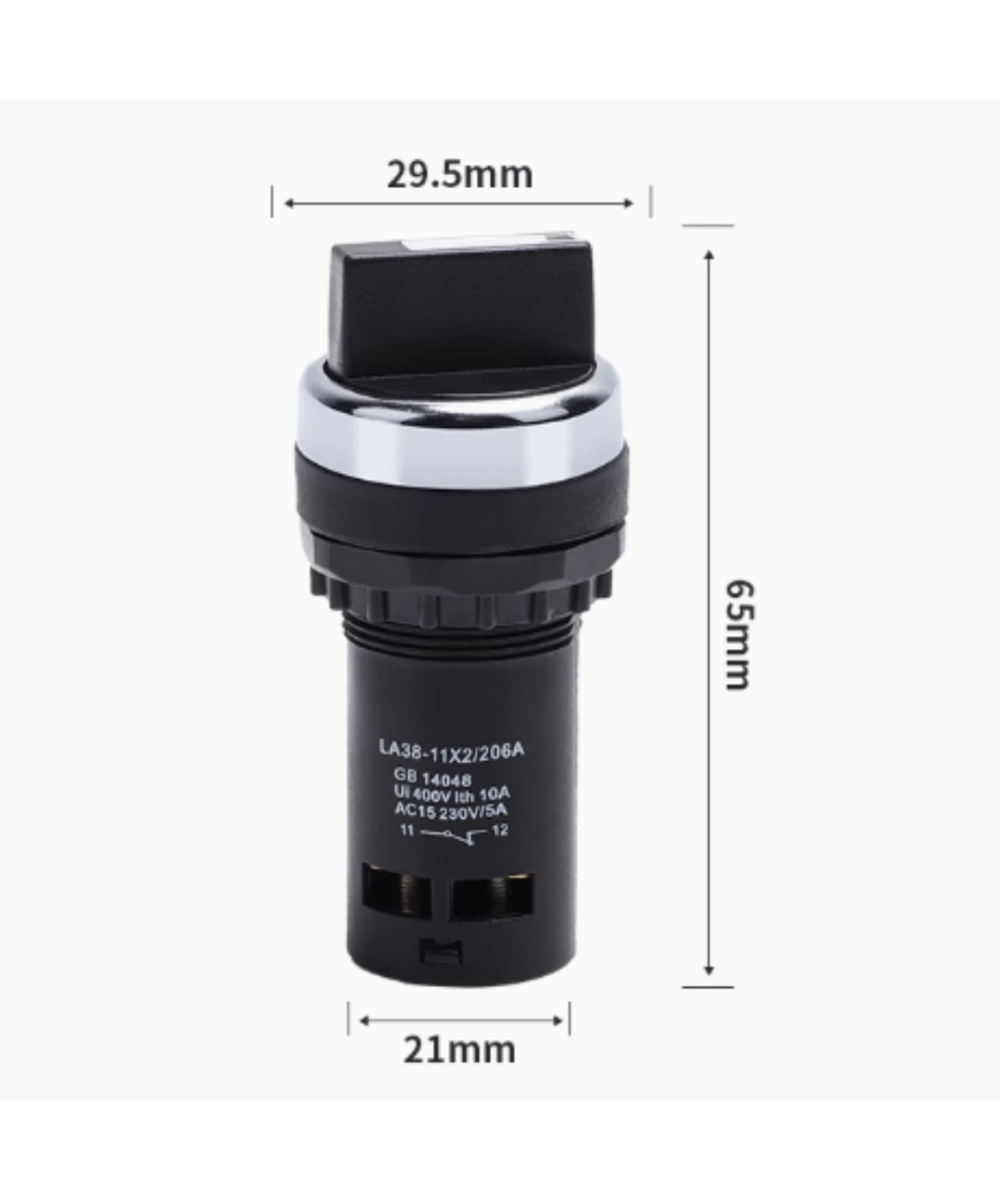 Boton industrial 2 y 3 posiciones negro