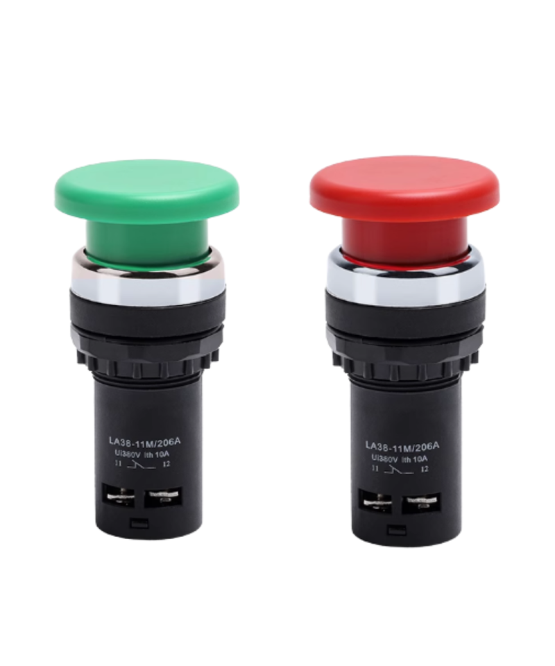 Boton industrial tipo hongo verde y rojo