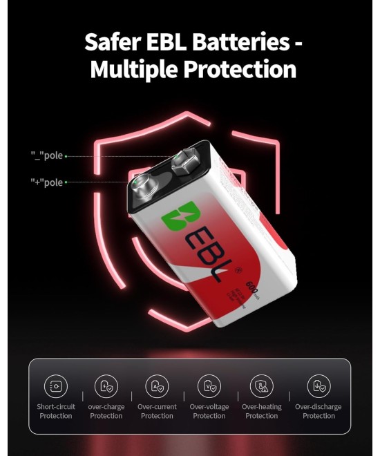 Bateria recargable de 9V EBL 600MAH