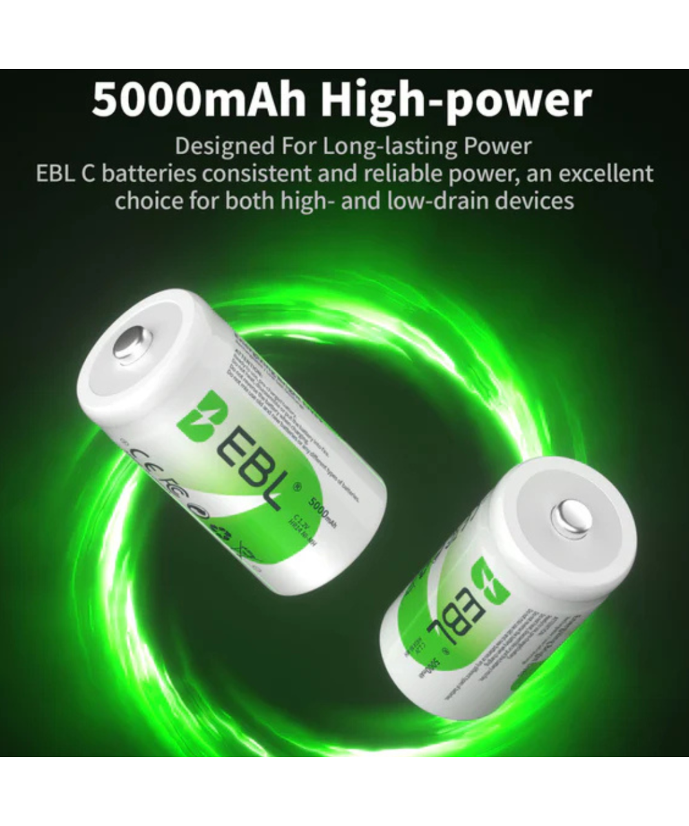 Bateria recargable tipo C de 1.2V EBL 5000mAh