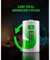 Bateria recargable tipo D de 1.2V EBL 10000mAh